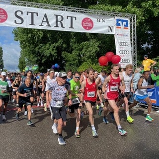 Start des Halbmarathons beim Trollinger-Marathon 2024 in Heilbronn